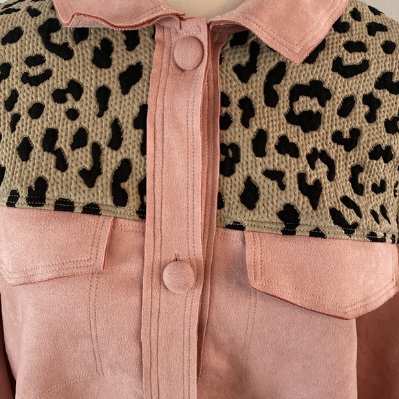 THML faux suede and leopard print jacket medium NWT - Picture 2 of 10